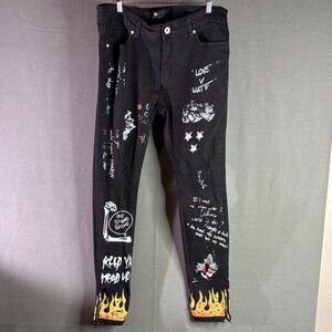 Focus Black Graphic Men Jeans size 32/32